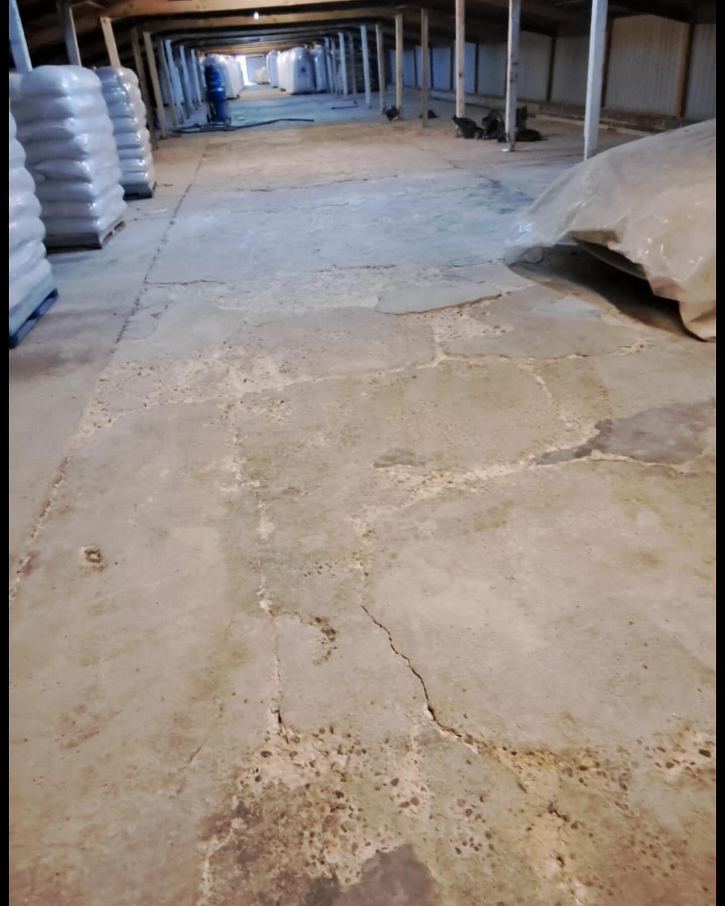 900m² Industrial Floor Before - Cracked concrete