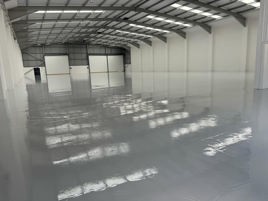Fire protection coating on warehouse structure